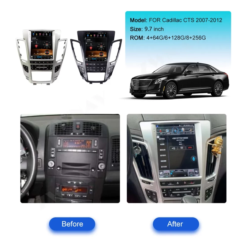 Cadillac CTS (2007-2012) 12.1 İnç Tesla Tarzı Android 14.0 Multimedya Sistemi