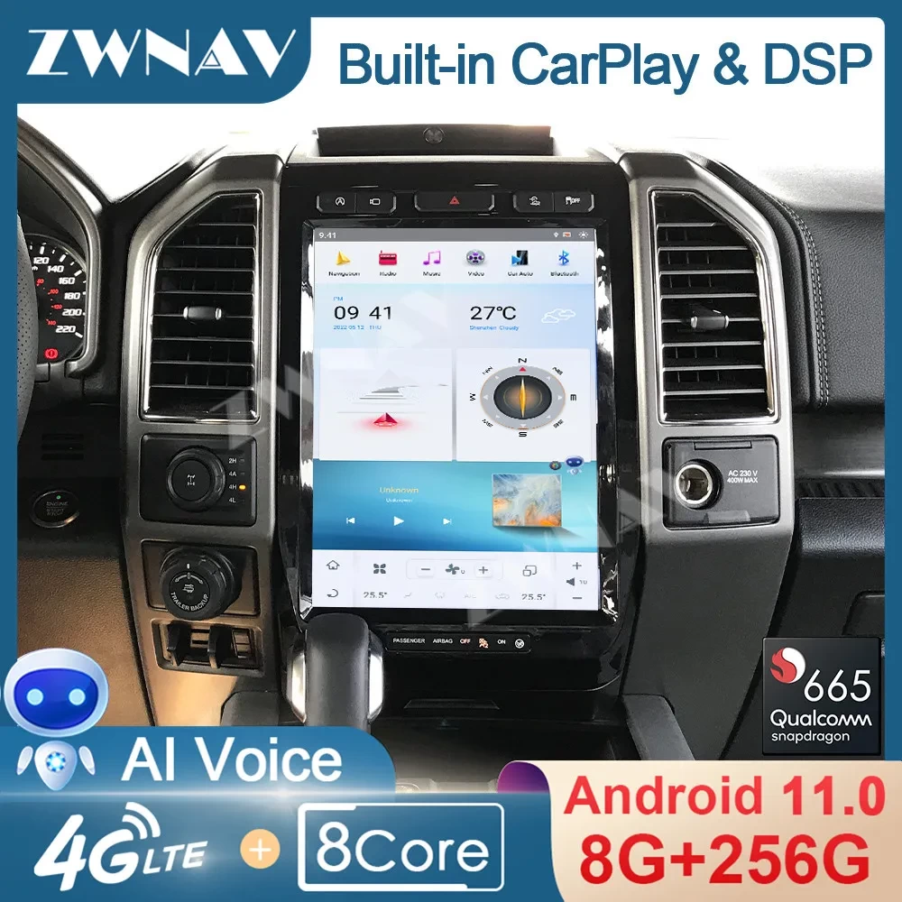 Ford F-150 / Raptor (2015-2019) 8GB RAM + 256GB ROM Tesla Tarzı Dev Android Multimedya Sistemi