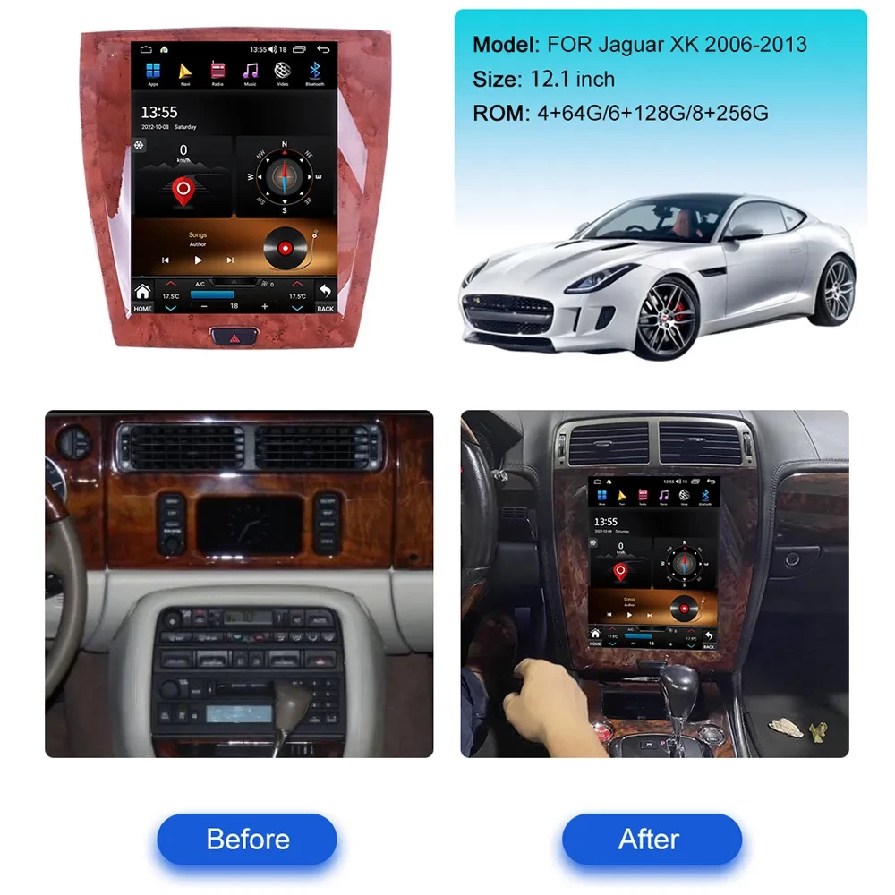 Jaguar XK / XKR / XKR-S (2007-2015) Android 14.0 Tesla Style Dikey Multimedya Sistemi