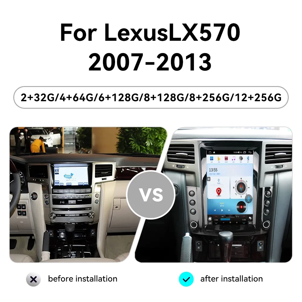 Lexus LX570 (2007-2015) İçin 12.1 İnç Android 13.0 Tesla Stil Multimedya Sistemi