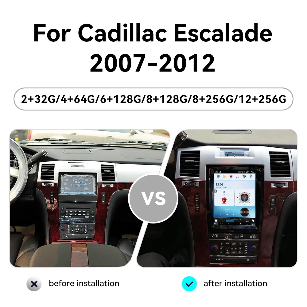 Cadillac SLS (2007-2014) 10.4 İnç Tesla Stil Android 14.0 Multimedya Sistemi
