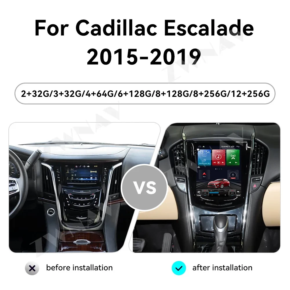 Cadillac ATS-L, SRX, XTS & Escalade (2015-2019) 10 İnç Tesla Tarzı Android 14.0 Multimedya Sistemi