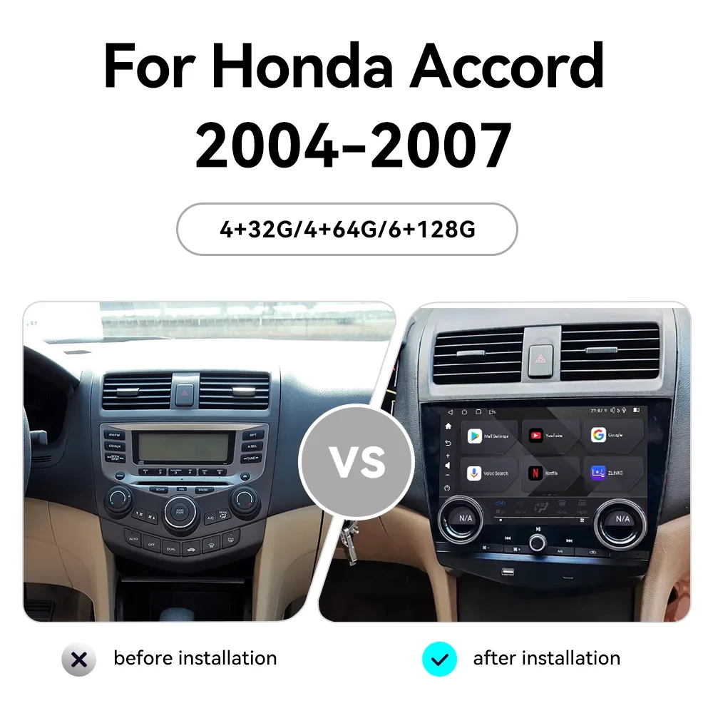 Honda Accord 7 (2004-2007) Android 15.0 Kablosuz CarPlay & Multimedya Sistemi