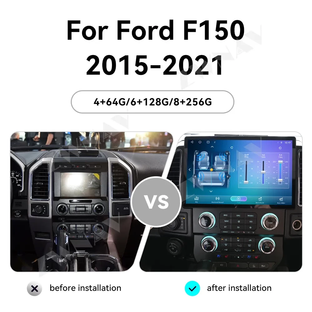 Ford F-150 (2015-2022) 13.1 İnç Android 13.0 Yatay Multimedya Sistemi