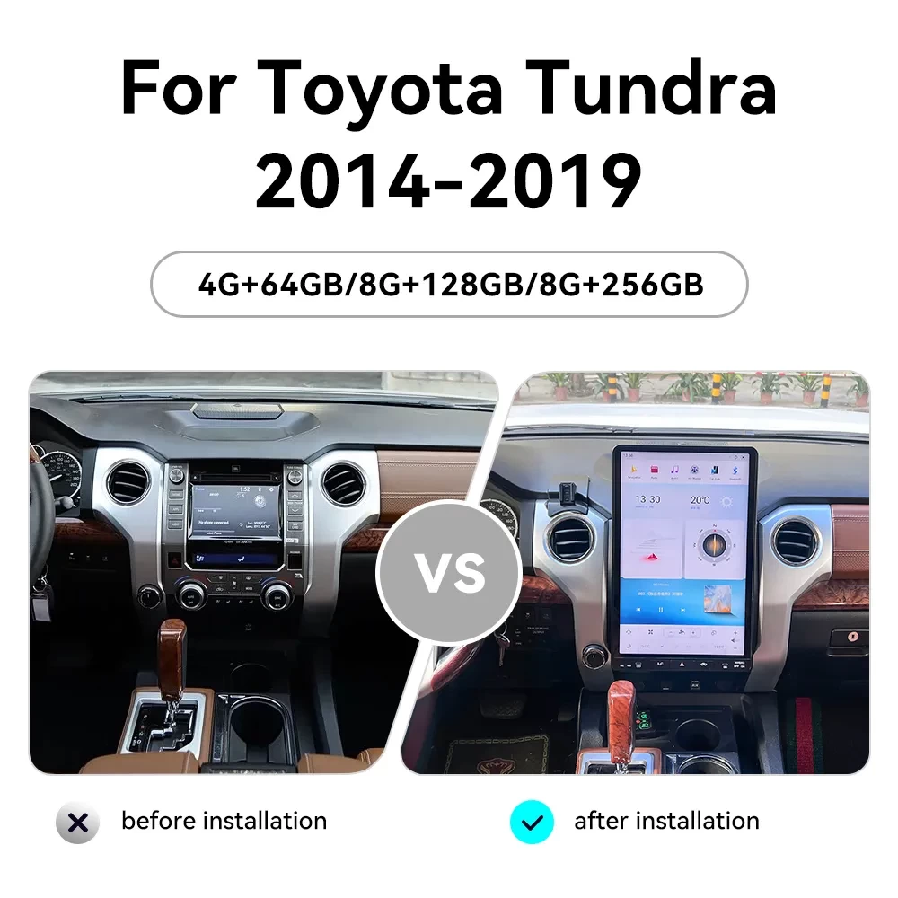 Toyota Tundra (2014-2020) 16.8 İnç Tesla Stil Android 13.0 Multimedya Sistemi