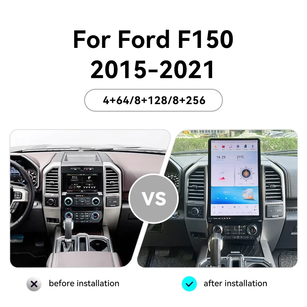 Ford F-150 (2015-2022) 16.8 İnç Tesla Tarzı Dev Android 13.0 Multimedya Sistemi