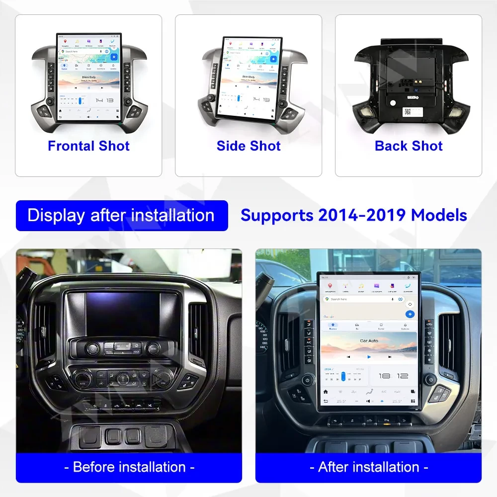 GMC Sierra / Chevrolet Silverado (2014-2019) 15.6 İnç Dikey Tesla Tarzı Android 13.0 Multimedya Sistemi