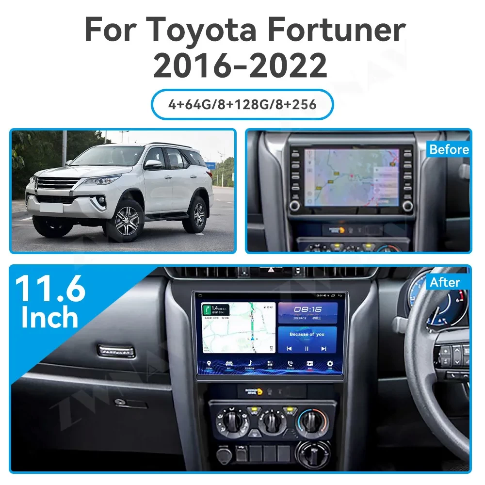 Toyota Fortuner / Hilux (2016-2022) 11.8 İnç Tesla Stil Multimedya Sistemi