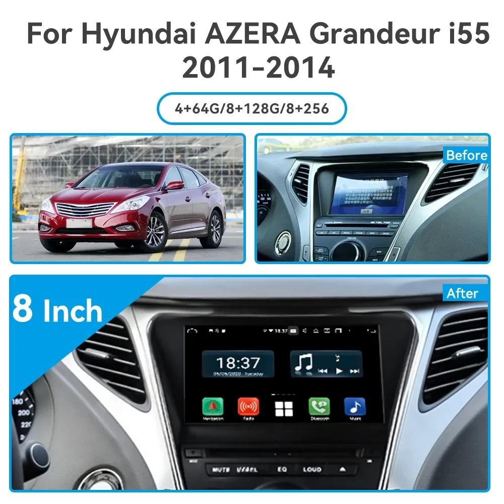 Hyundai Azera / Grandeur i55 (2011-2014) Android 13.0 Multimedya Sistemi