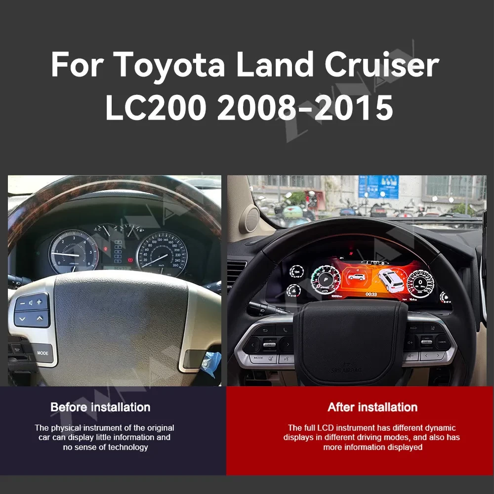 Toyota Land Cruiser LC200 (2008-2022) 12.3 İnç Dijital Hayalet Ekran Paneli