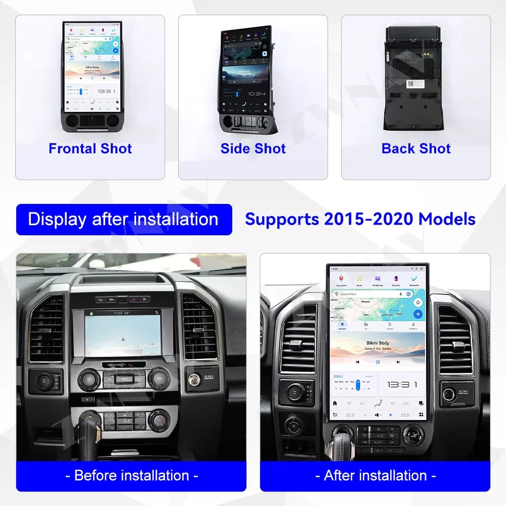 Ford F-150 (2015-2021) 17.2 İnç Tesla Tarzı Dev Android 13.0 Multimedya Sistemi