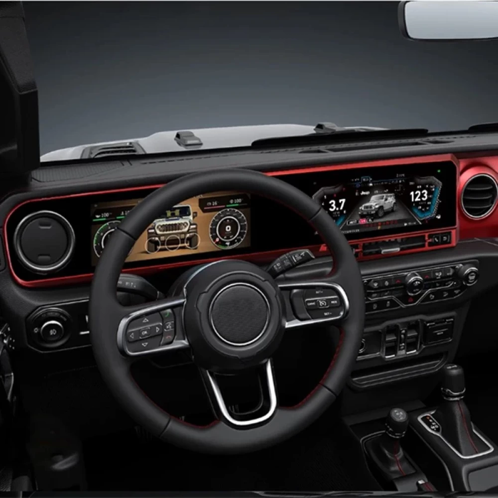 Jeep Wrangler (2018-2023) İçin 21.8 inç Dev Hayalet Ekran Dijital Gösterge ve Android Multimedya