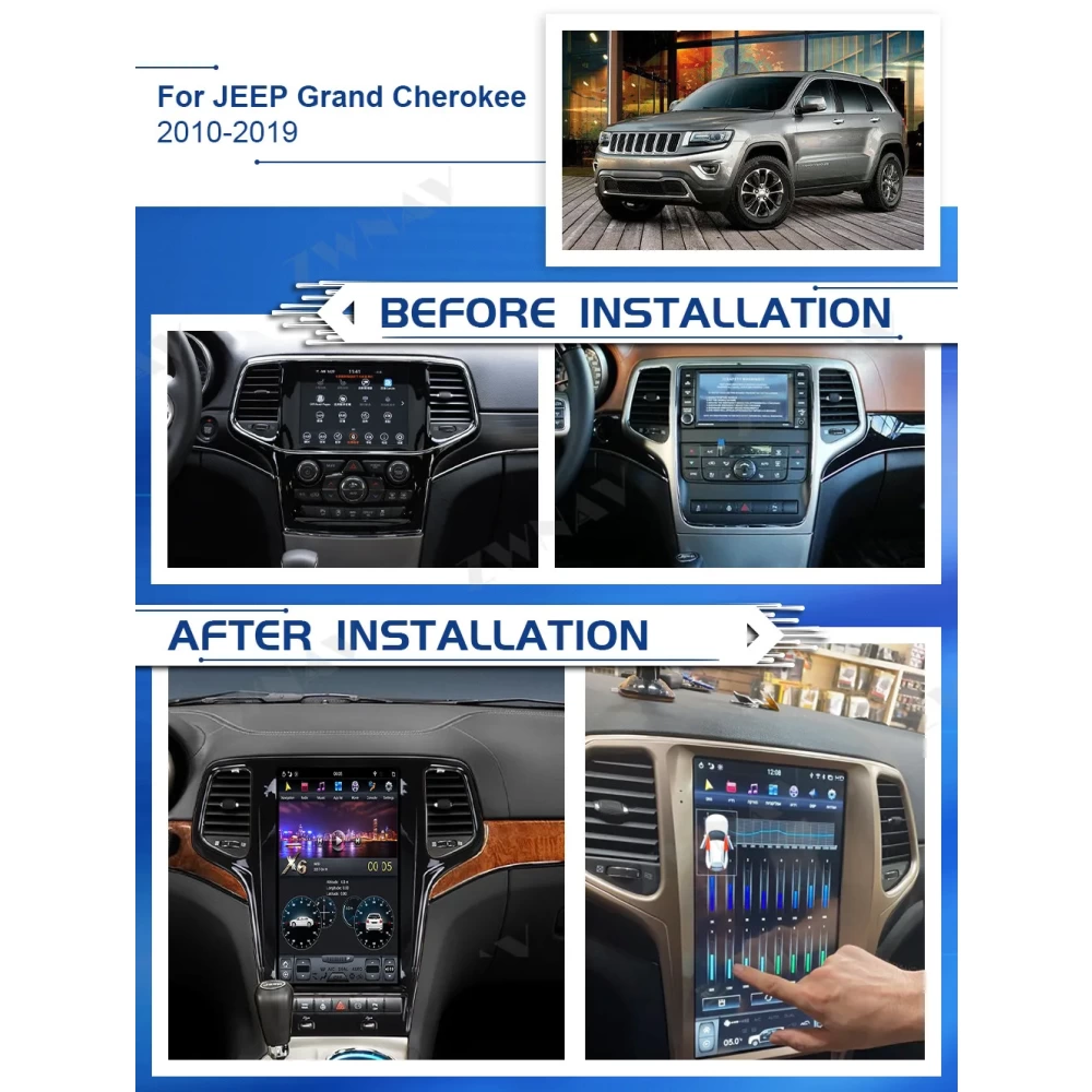 Jeep Grand Cherokee (2010-2021) 8GB RAM + 128GB ROM Tesla Tarzı Android 13.0 Multimedya Sistemi