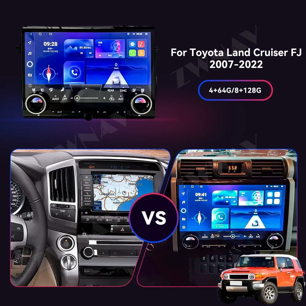 Toyota FJ Cruiser (2006-2022) İçin 15 İnç QLED Ekranlı Android Multimedya Sistemi