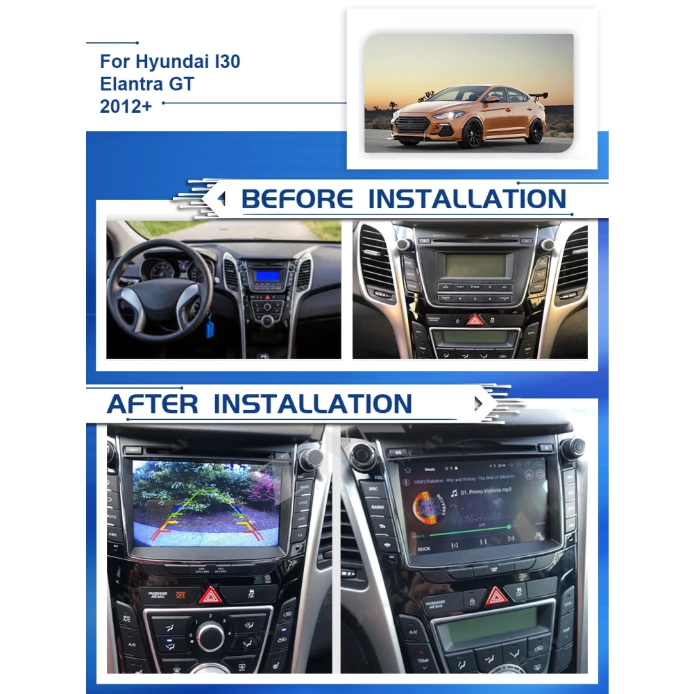 Hyundai i30 / Elantra GT (2012-2016) Android 14.0 Kablosuz CarPlay & Multimedya Sistemi