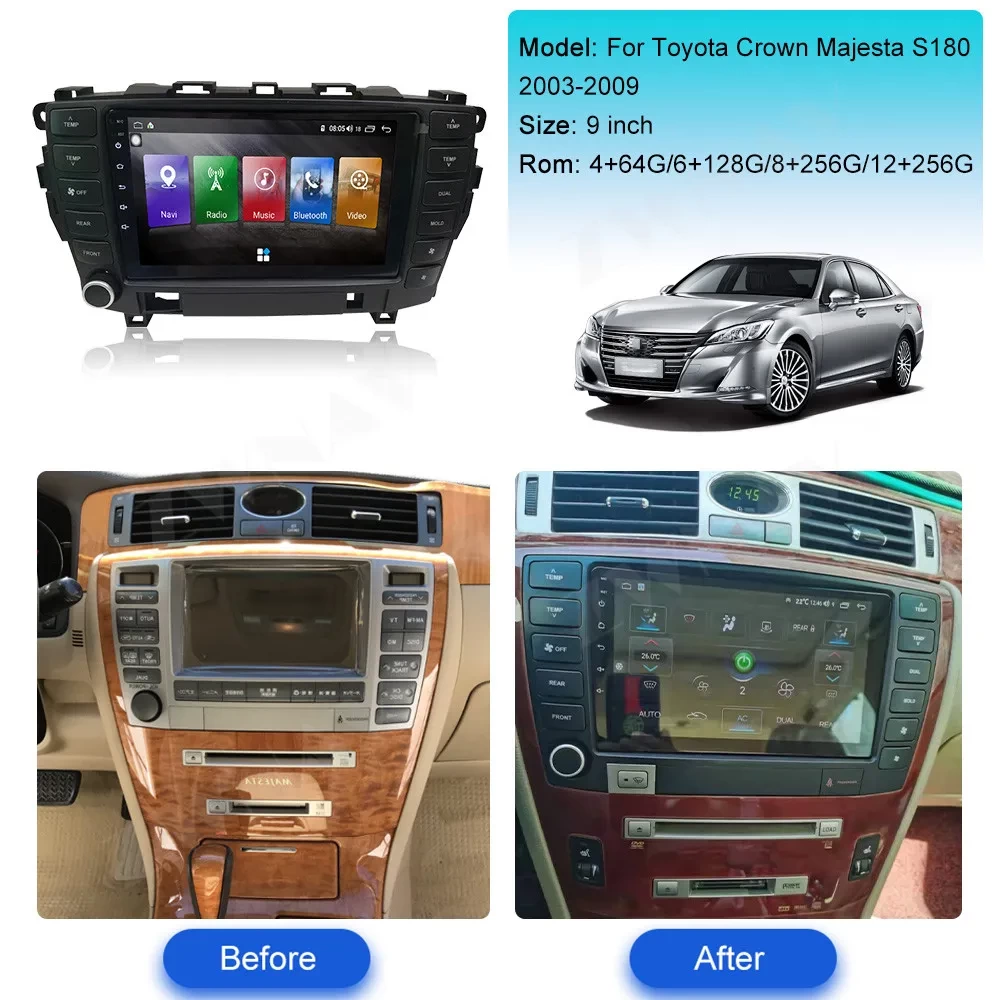 Toyota Crown Majesta S180 (2003-2008) Android Multimedya ve Navigasyon Sistemi