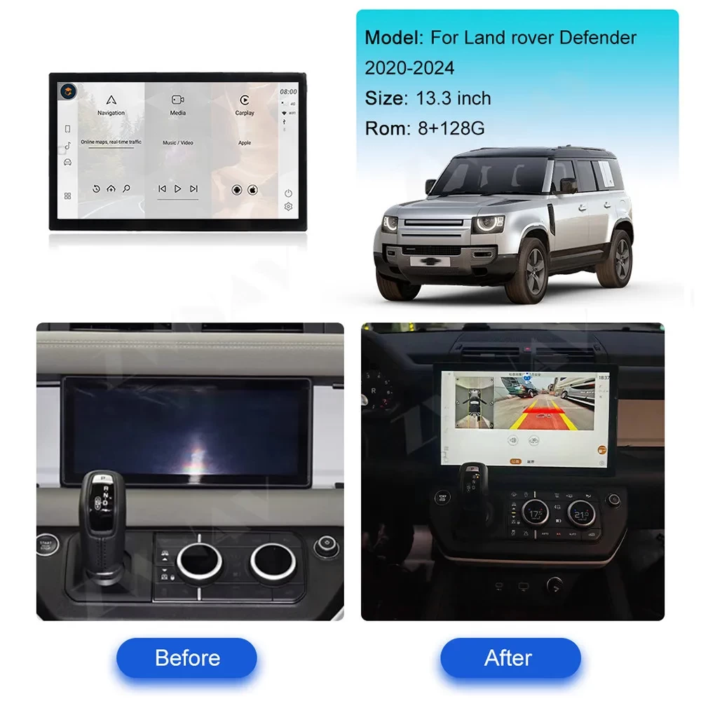 Land Rover Defender (2020-2024) 13.3 inç QLED Android 14.0 Multimedya Sistemi