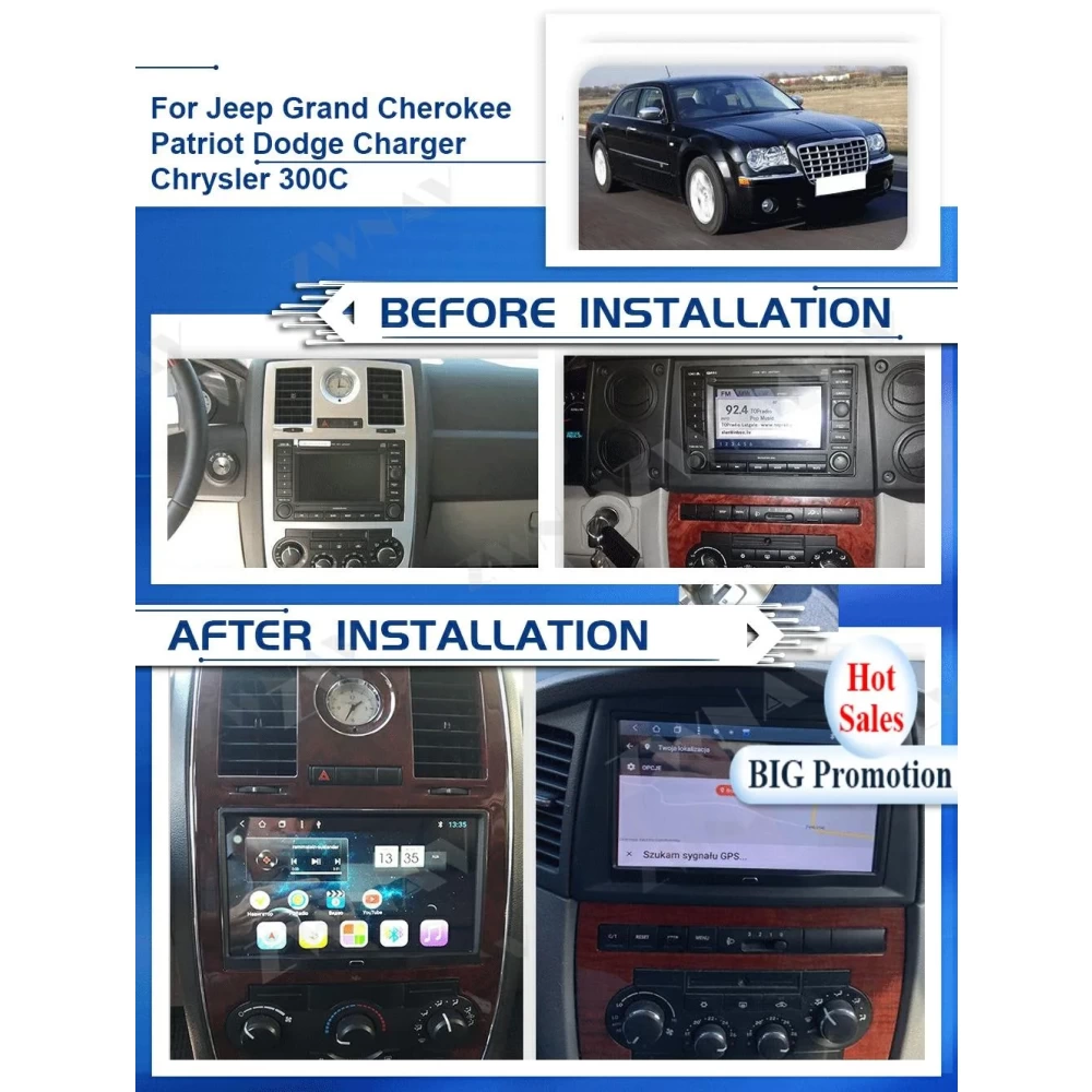 Jeep Grand Cherokee / Patriot / Dodge Charger / Chrysler 300C Android Multimedya ve Navigasyon Sistemi