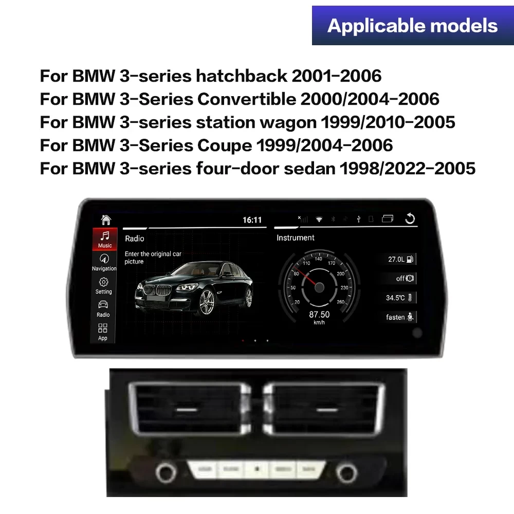 BMW 3 Serisi (E46), 5 Serisi (E39) ve X5 (E53) İçin 12.3 inç Ultra Geniş Android 13 Multimedya Sistemi