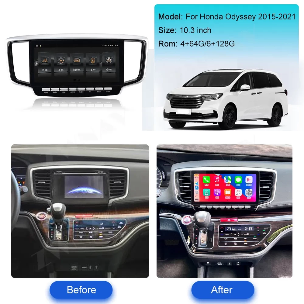 Honda Odyssey (2015-2019) 6GB RAM + 128GB ROM 10.3 İnç Android 13.0 Multimedya Sistemi