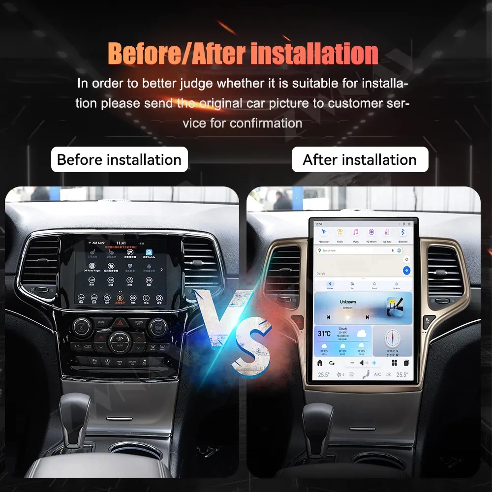 Jeep Grand Cherokee (2010-2023) 14.4 İnç 8GB RAM + 128GB ROM Tesla Tarzı Android 13.0 Multimedya Sistemi