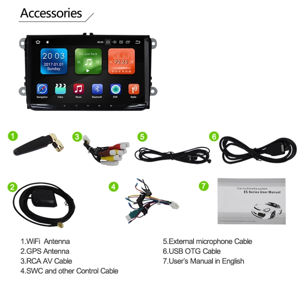 VAG Grubu (VW, Skoda, Seat) İçin 9 inç Android 10.0 Multimedya & Navigasyon Ünitesi