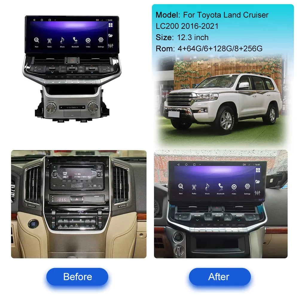 Toyota Land Cruiser 200 (2008-2021) 16.3 inç Upgrade to LC300 Stil Android Multimedya ve Navigasyon Sistemi