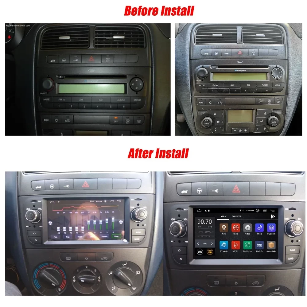 Fiat Grande Punto (2005-2009) & Linea (2007-2011) İçin Android 12 Multimedya Sistemi