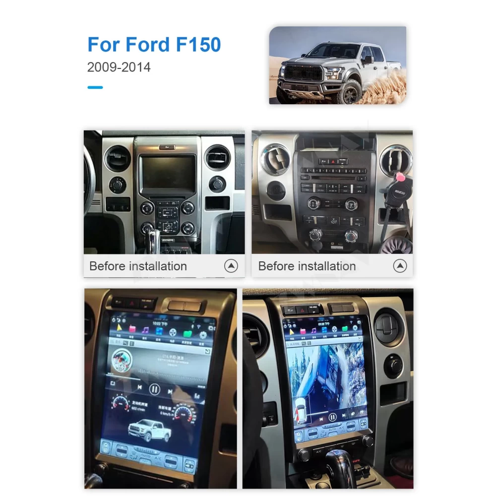 Ford F-150 (2009-2014) 12.1 İnç Tesla Tarzı Android 13.0 Multimedya Sistemi