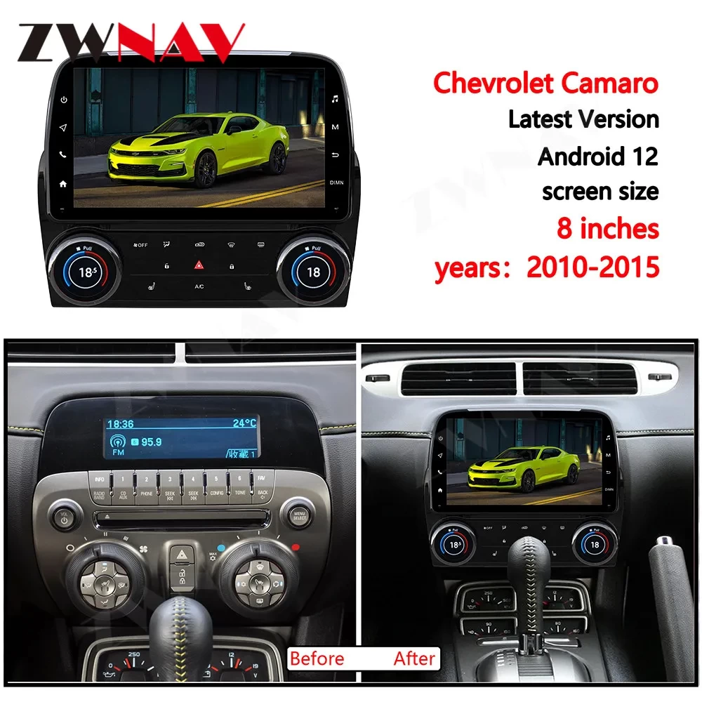 Chevrolet Camaro (2010-2015) 8 İnç QLED Android 13.0 Multimedya Sistemi ve Entegre Dijital Klima Paneli