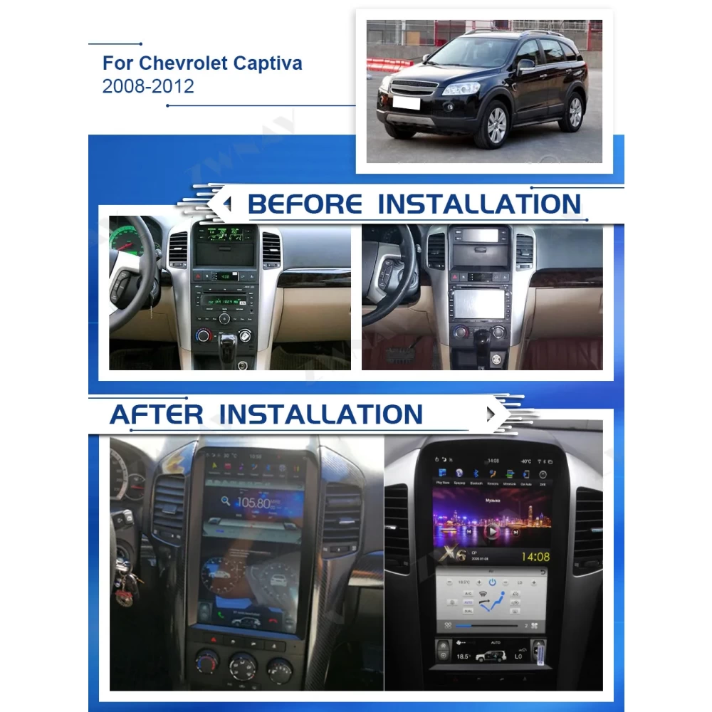 Chevrolet Captiva (2008-2012) 10.4 İnç Tesla Tarzı Android Multimedya Sistemi