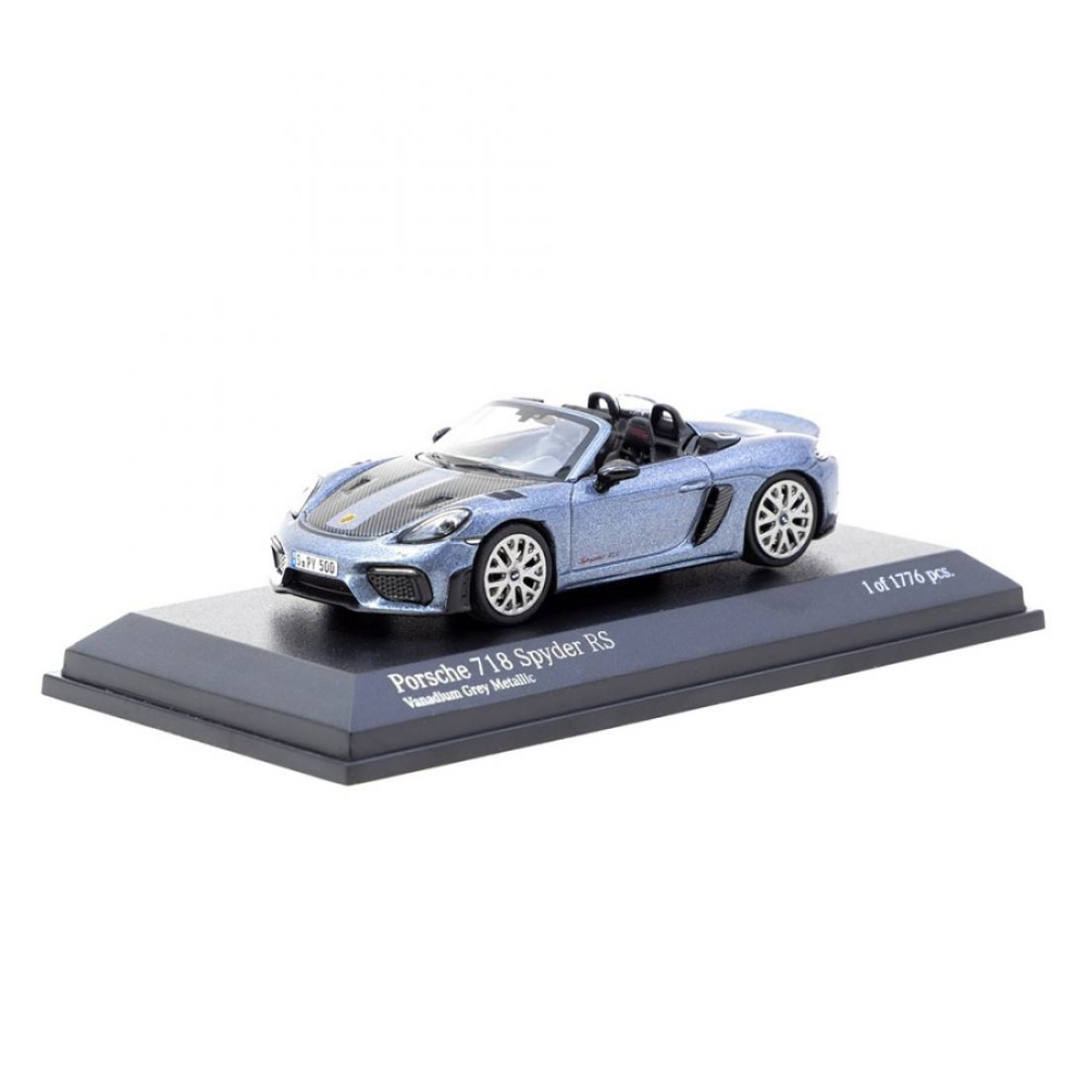 Tarmac Works x Minichamps 1/64 Porsche 718 Spyder RS Vanadium Grey Metallic Diecast – Saf Sürüş Keyfi