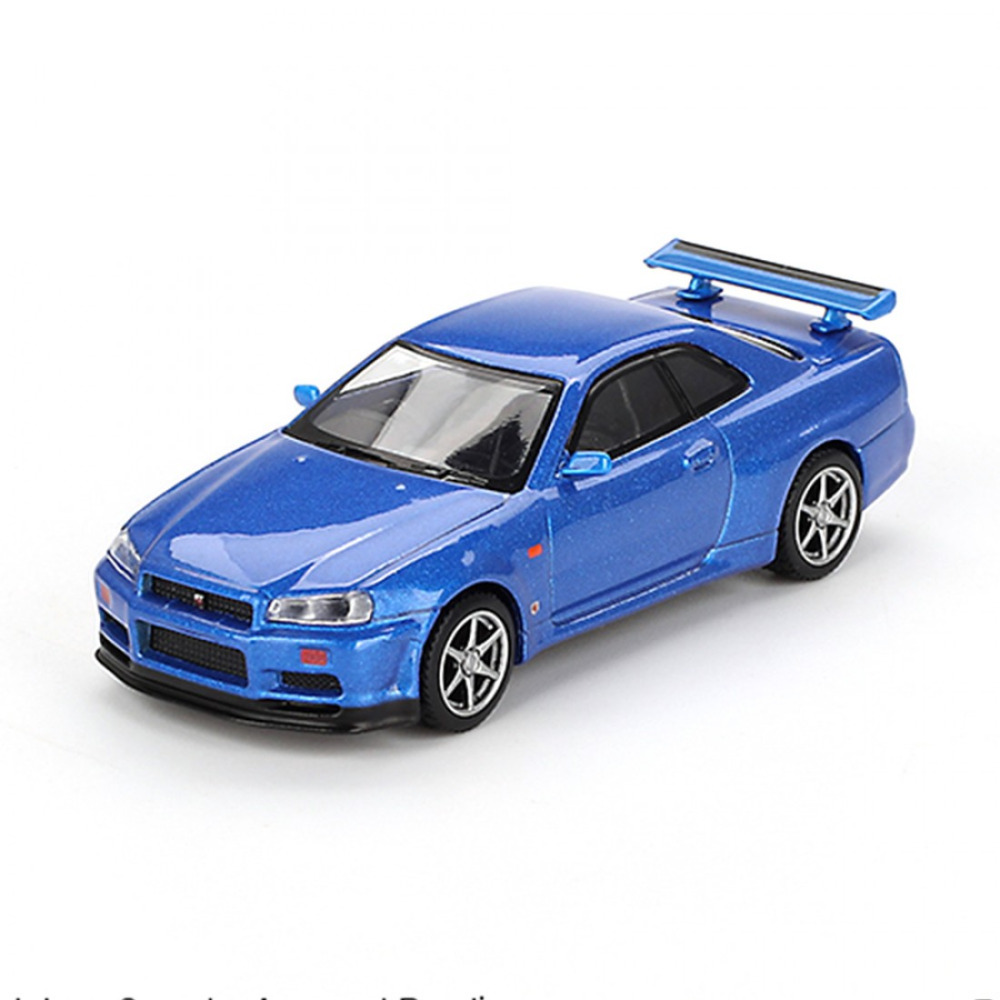 Mini GT 1/64 Nissan Skyline GT-R R34 V-Spec Bayside Blue – Efsanelerin Kralı