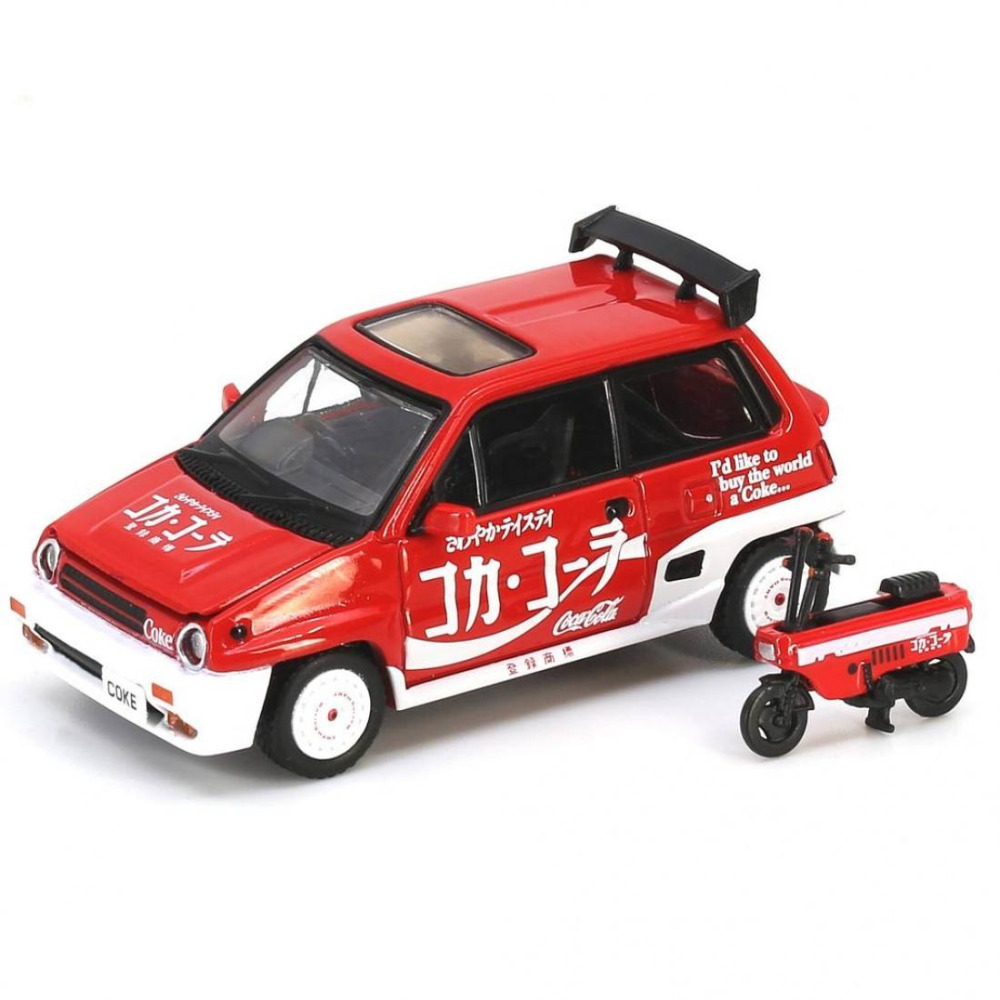 Inno64 1/64 Honda City Turbo II Coca-Cola Livery with Motocompo – Nostaljik Enerji ve İkonik Tasarım