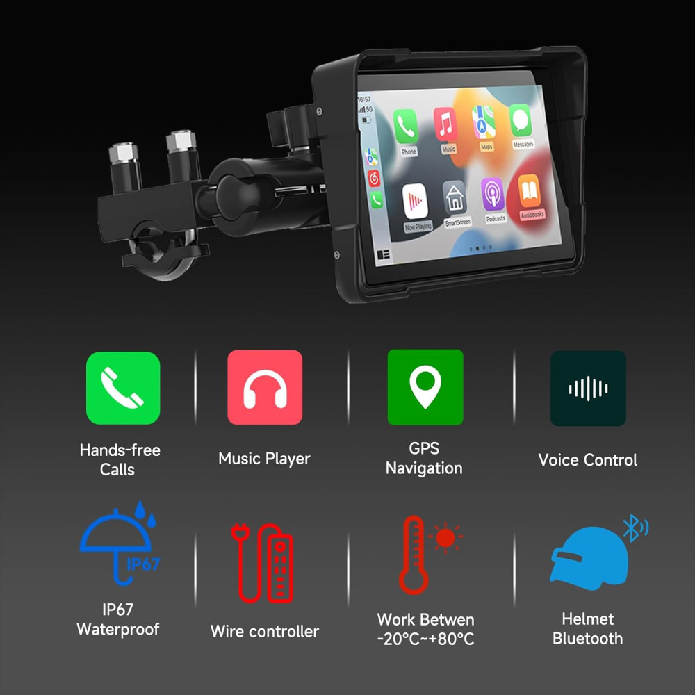 8.1 inç 4G - GPS - TPMS - WIFI Android10 Kablosuz Motosiklet Carplay Android Otomatik Ses Kontrolü Navigasyon Müzik Telefon Görüşmeleri Airplay