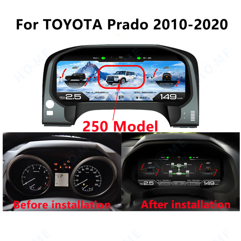Toyota Land Cruiser Prado 2010-2020 İçin Dijital Gösterge - LCD Speedometre Panel, Sanal Kokpit, GPS Navigasyon Destekli