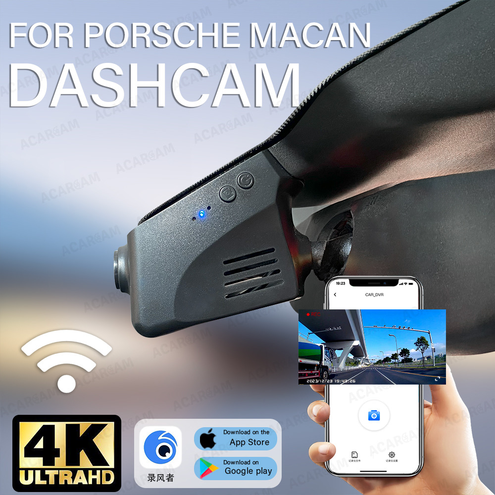 Porsche Macan Turbo S (2014-2017) İçin 4K UHD Çift Lensli Gizli Dash Cam