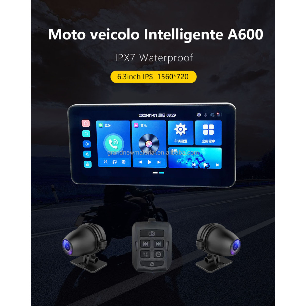 Android 12 Motosiklet oto Navigasyon 6.3 inç Su Geçirmez Dokunmatik Ekran ABS Malzeme Android 