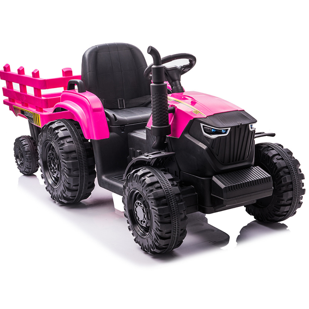 Agro-Pink Glam 12V Tractor - Beyaz Tavanlı, Soft Pembe Gövde, 12V Çift Motorlu ve Ebeveyn Kumandalı Stil Sahibi Akülü Traktör