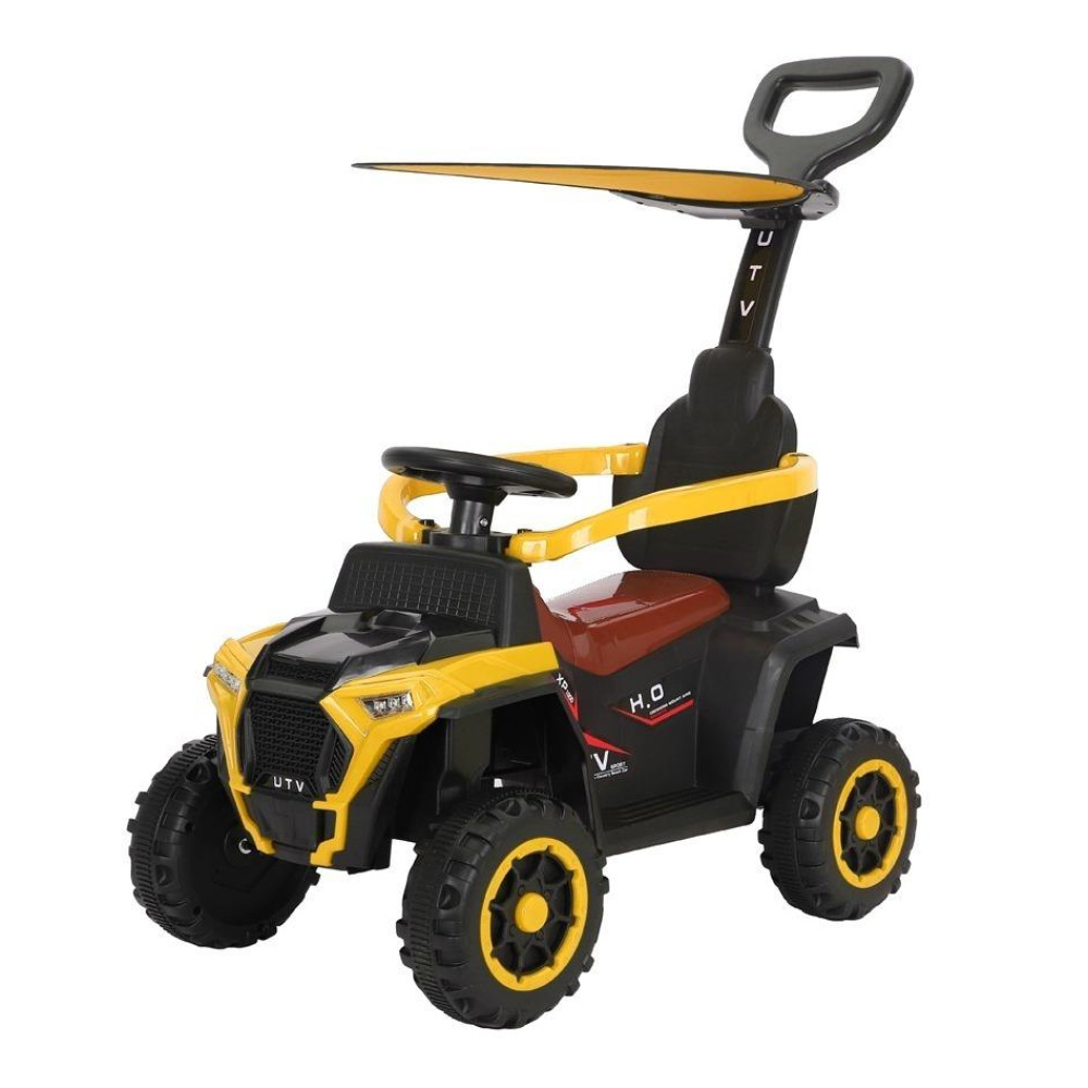 JoyRide Pastel Edition 3-in-1 Baby Car - Ebeveyn İtme Kolu, Tam Çevre Emniyet Bariyeri, Ayak Basamaklı ve Müzikli Bebek Bin-Sür Aracı