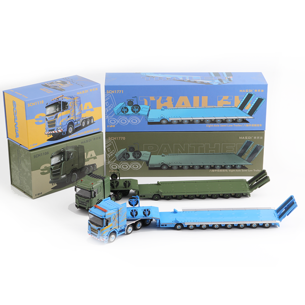 Massdi 1/64 Scania R650 Flatbed Trailer - Premium Diecast Çekici ve Sal Dorse