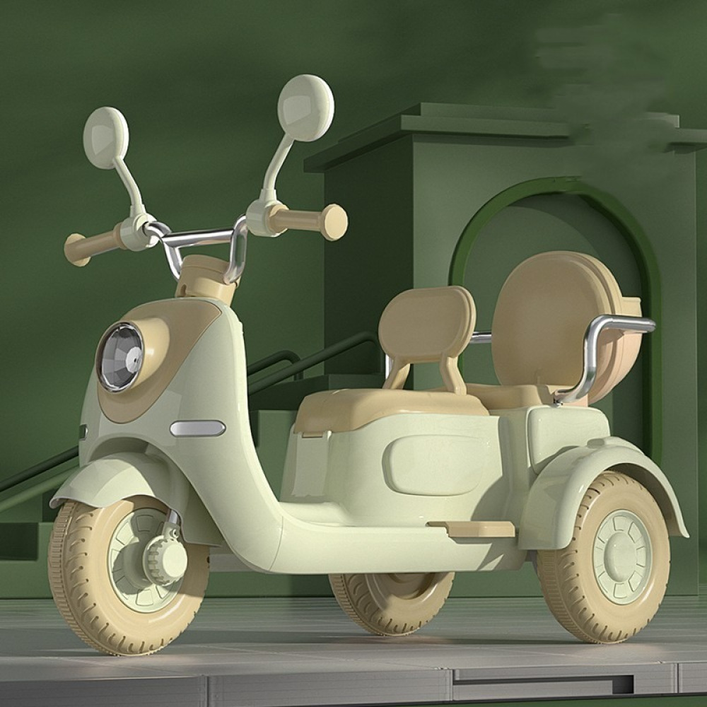 Round-Classic 12V - Büyük Yuvarlak Farlı, İtalyan Stil, Üç Tekerlekli Nostaljik Scooter