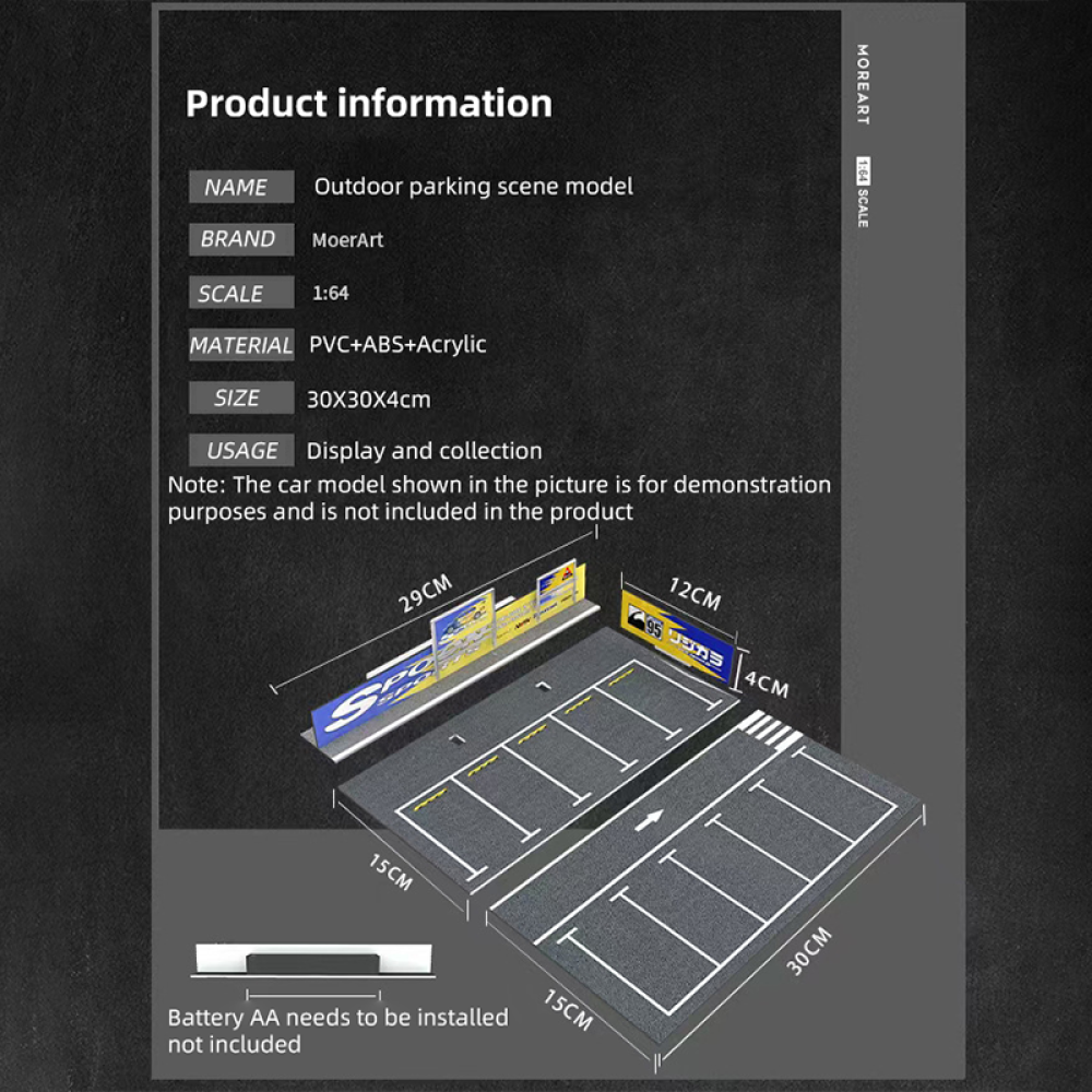 1/64 Ölçekli Profesyonel Dış Mekan Otopark ve Garaj Sahnesi – Diecast Sergileme Alanı