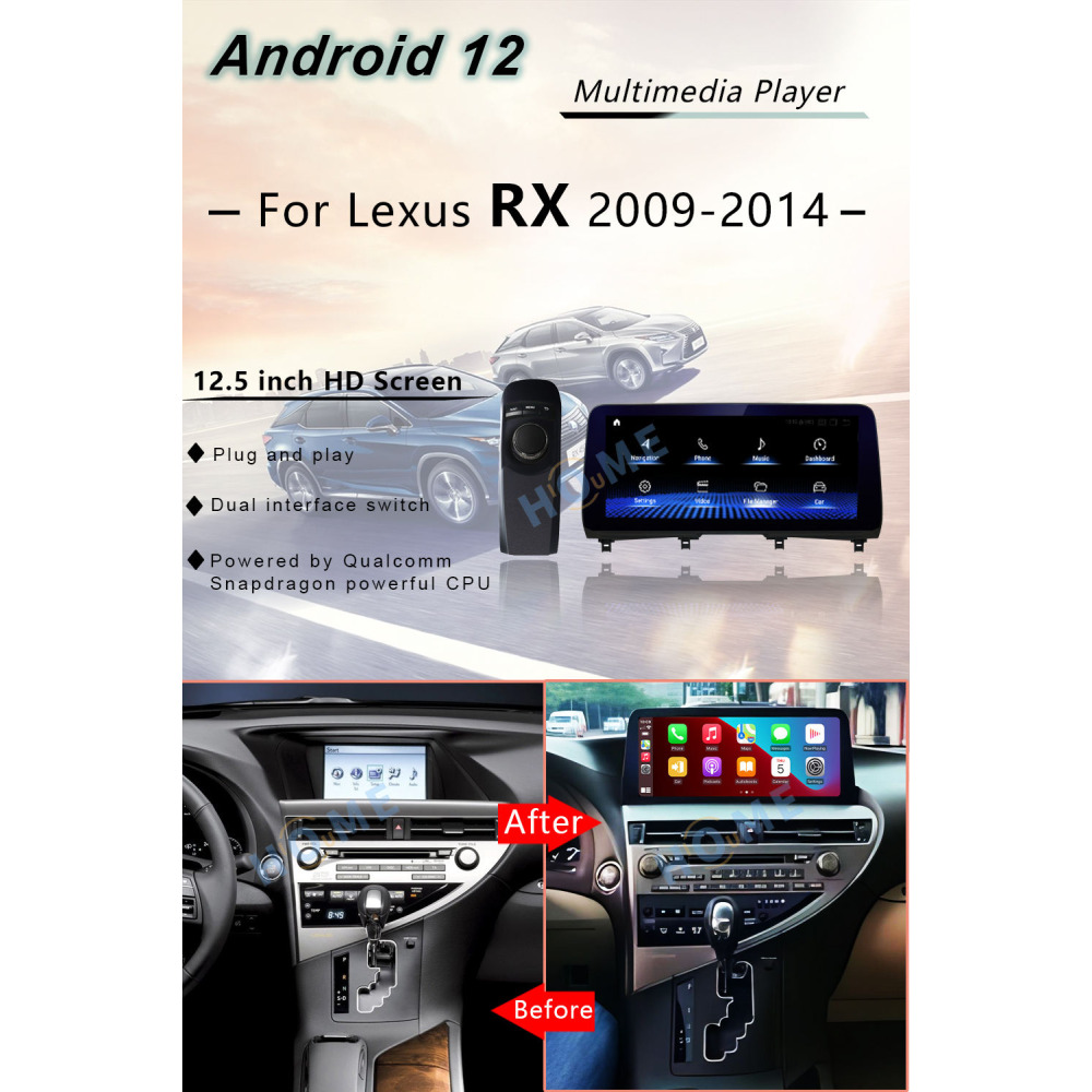 Lexus RX270 RX350 RX450H 12.5 inch Android 13 - CarPlay - Android - GPS Navigasyon - Multimedya Ekran 2009-2015