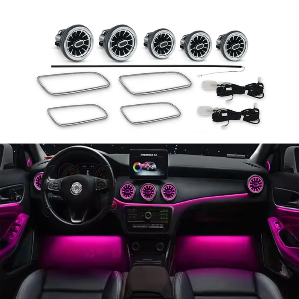 Mercedes Benz W176 CLA W117 GLA W156 İçin Ön Hava Çıkışı 12 Renk Ortam Işığı - Araç İçi Ambiyans Aydınlatma