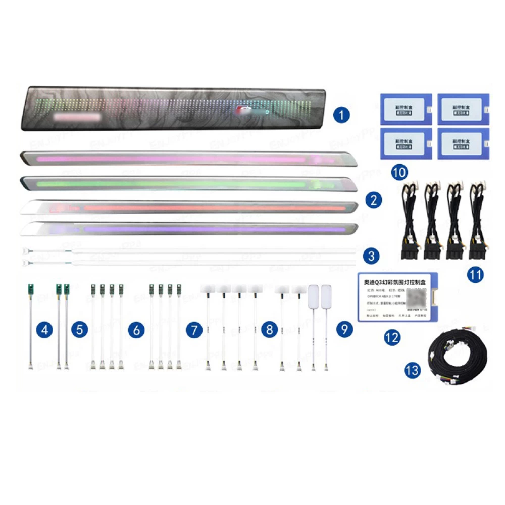 Audi Q3 (2019-2025) İçin Premium Çok Renkli LED Ambiyans Aydınlatma Sistemi