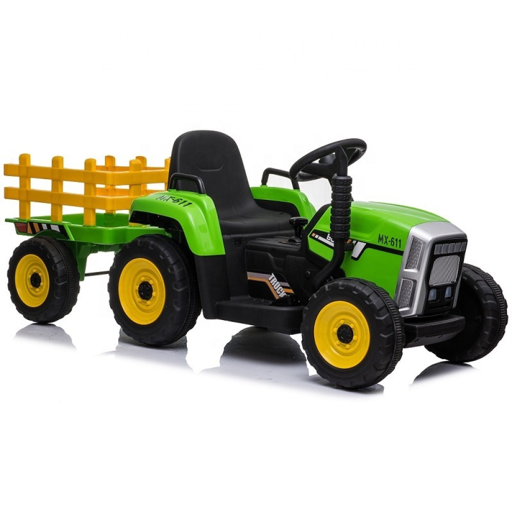 12V Power-Farm Elektrikli Traktör - Römorklu, Güçlendirilmiş Arazi Tekerlekli, Müzik Panelli ve Fonksiyonel Tasarımlı Akülü Çocuk İş Makinesi