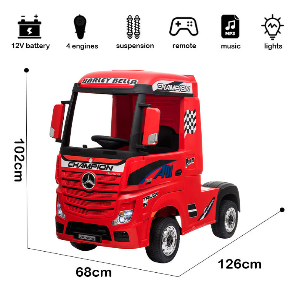 Actros-Hauler 12V - Dev Kabinli, Çift Kapılı, 12V Çift Motorlu ve Lisanslı Akülü Mercedes Tır