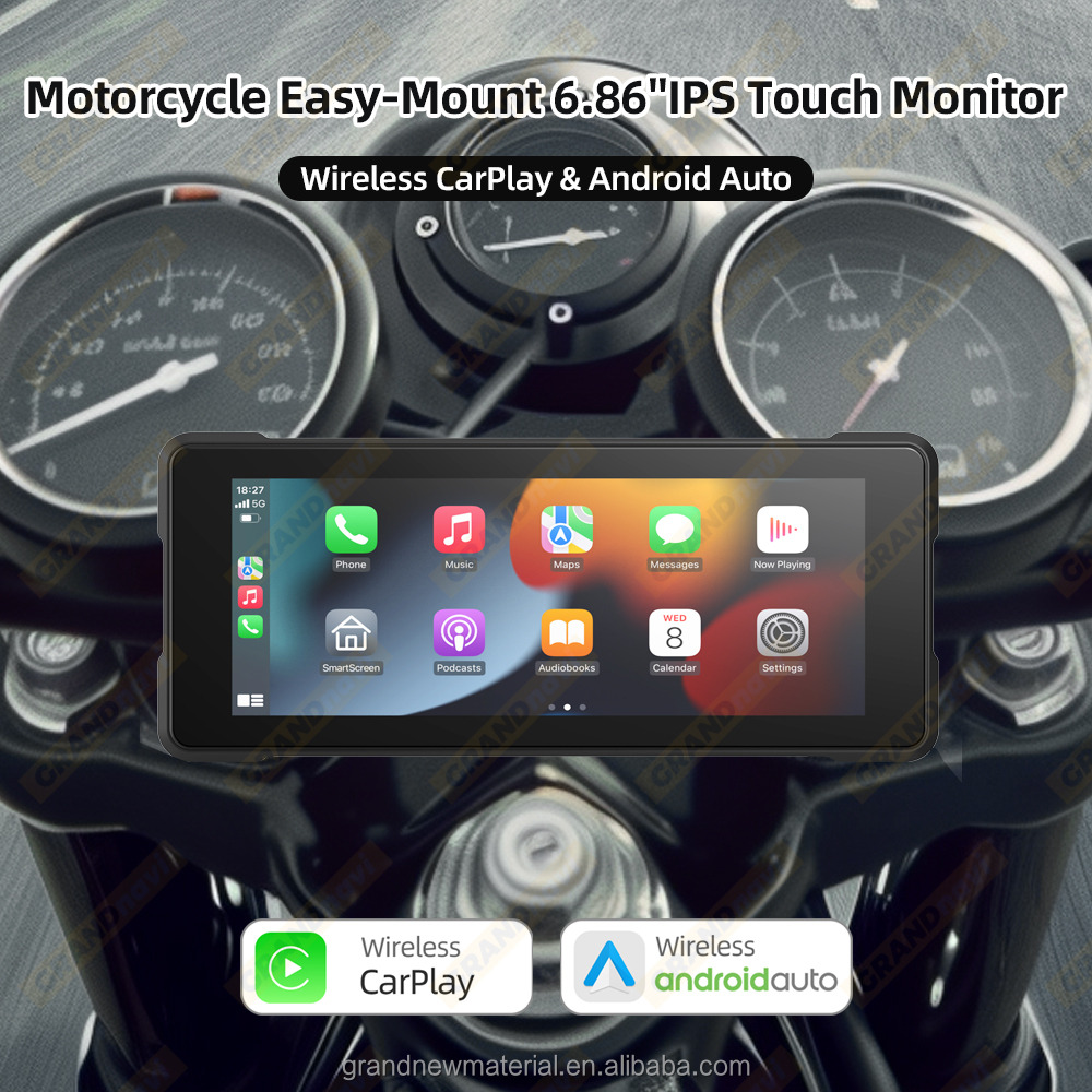 5.5 inç motosiklet CarPlay Android Navigasyon Ekran çift BT Müzik Su Geçirmez Döngü Kayıt