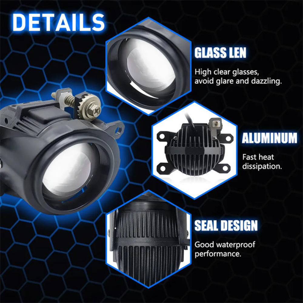12V 55W Bi-Projektör LED Farlar - 2.0 İnç Yakın/Uzun Işık, Araçlar İçin Sis Lambası Aksesuarı